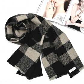 Pure Cashmere Scarves Black Plaid Women Fashional Winter Scarf